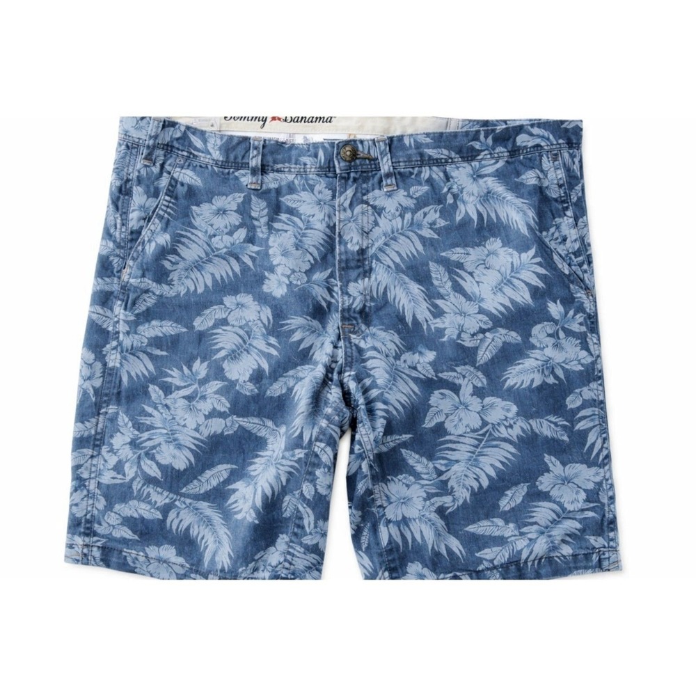 Tommy Bahama Shorts Mens 38 Blue Floral Chino Stretch Tropical Casual Print